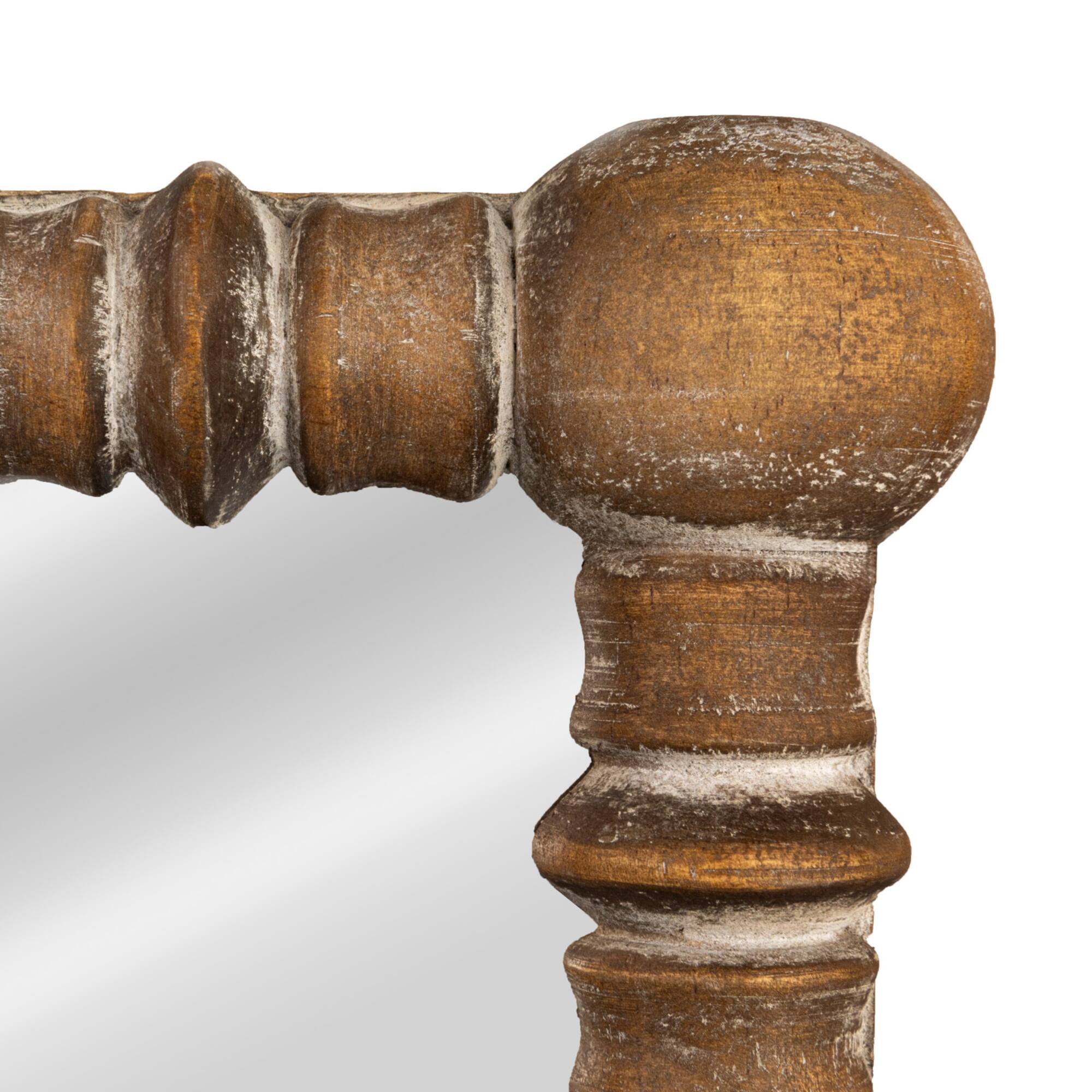 Hello Honey 30" x 43.25" Distressed Pine Wood Beaded Dowel Wall Mirror